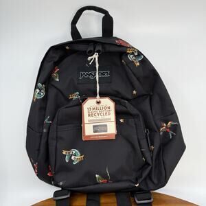 NWT JanSport Half Pint Mini Backpack Day Bag Black Tattoo Parlor Print NEW